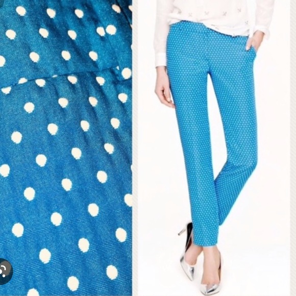 J. Crew Pants - J Crew Blue Polka Dot Cafe Capri 6